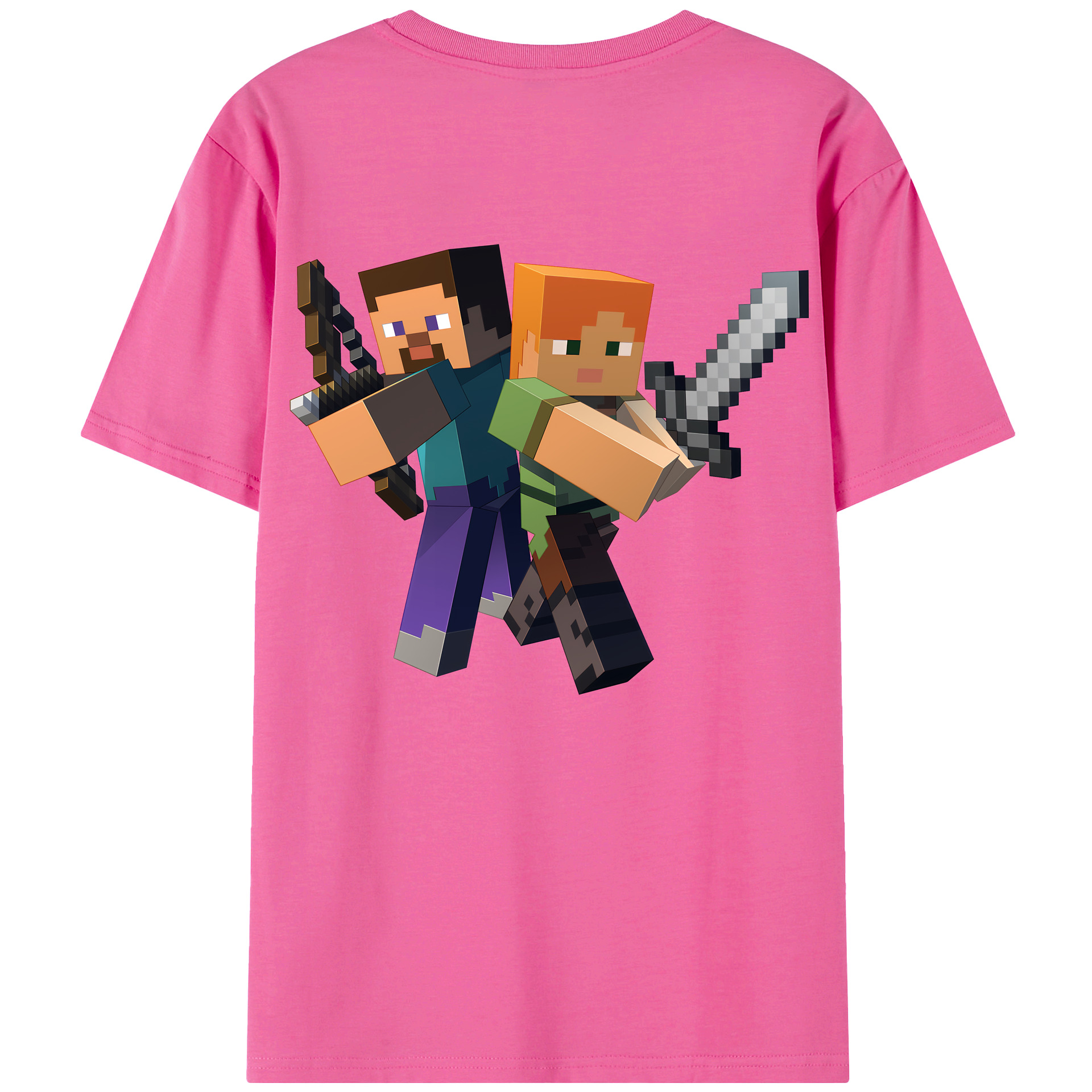 （画像用） マインクラフト ブロックの世界 Minecraft MC Block world レディース半袖Tシャツ(バックプリント)
